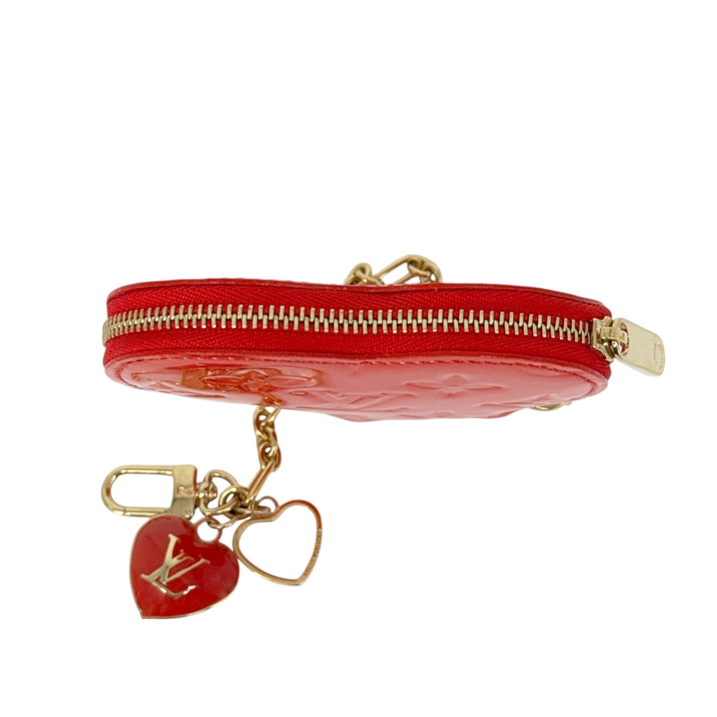 LOUIS VUITTON Vernis Heart Coin Purse Orange Sunset