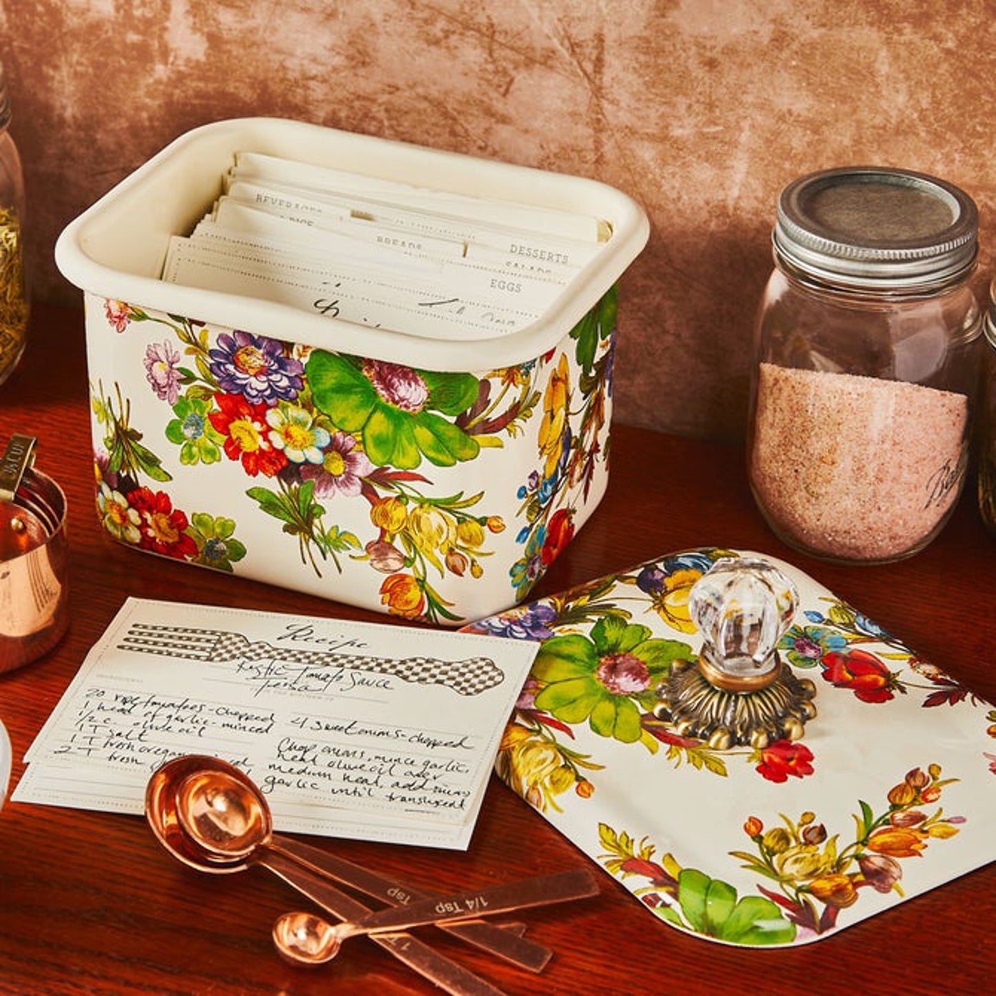 MACKENZIE-CHILDS White Flower Market Recipe Box