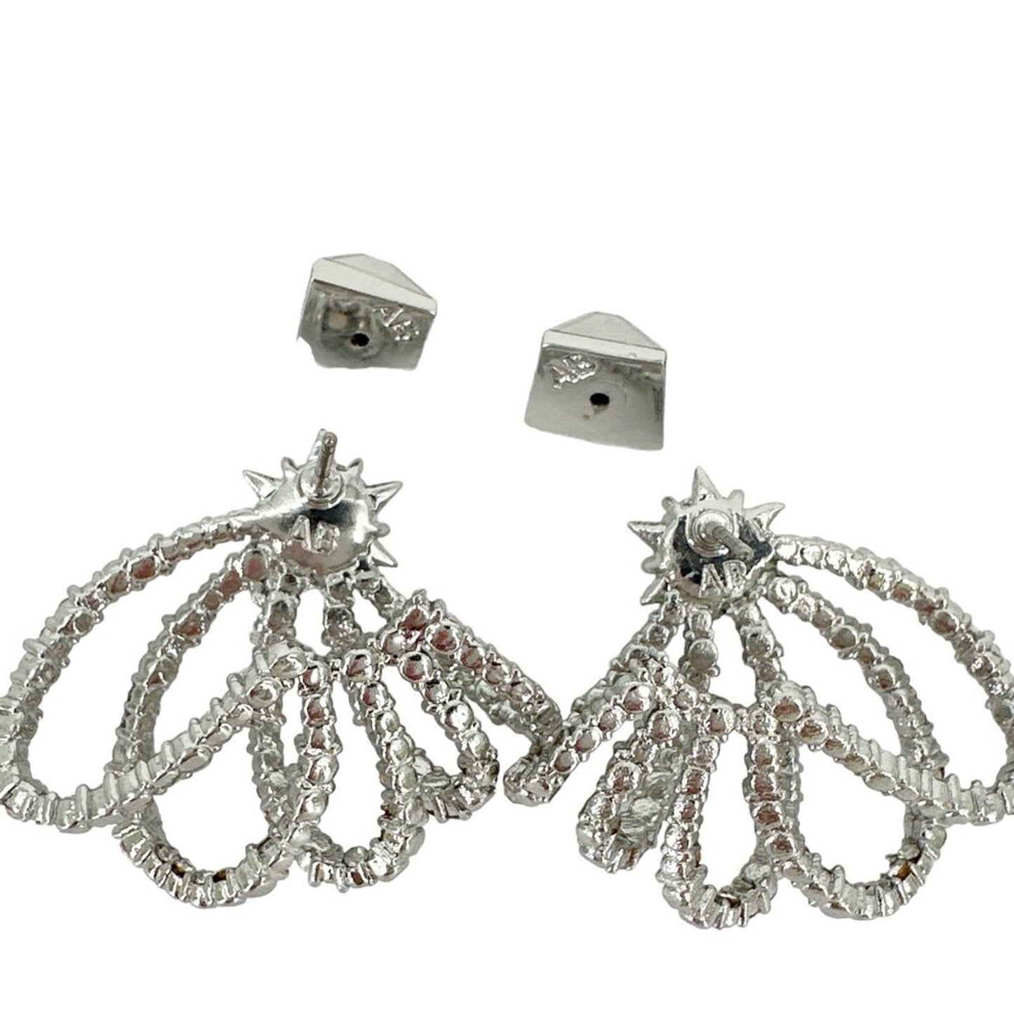 ALEXIS BITTAR Crystal Lace Orbit Stud Earrings in Silver