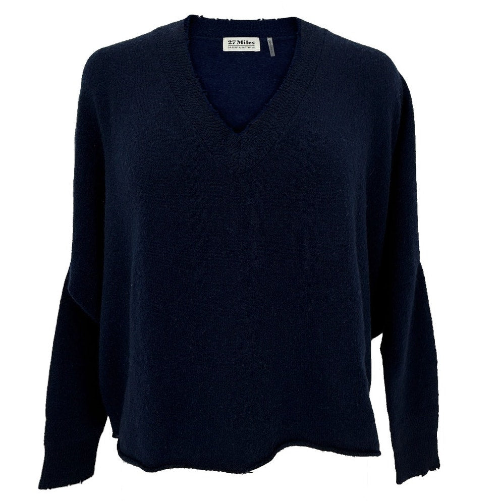 27 MILES Cashmere V-Neck Sweater Navy XS