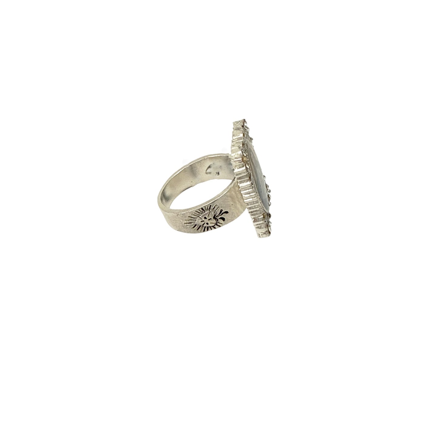 VIRGINS SAINTS & ANGELS VSA Retablo Square Framed Charm Ring in Silver 7