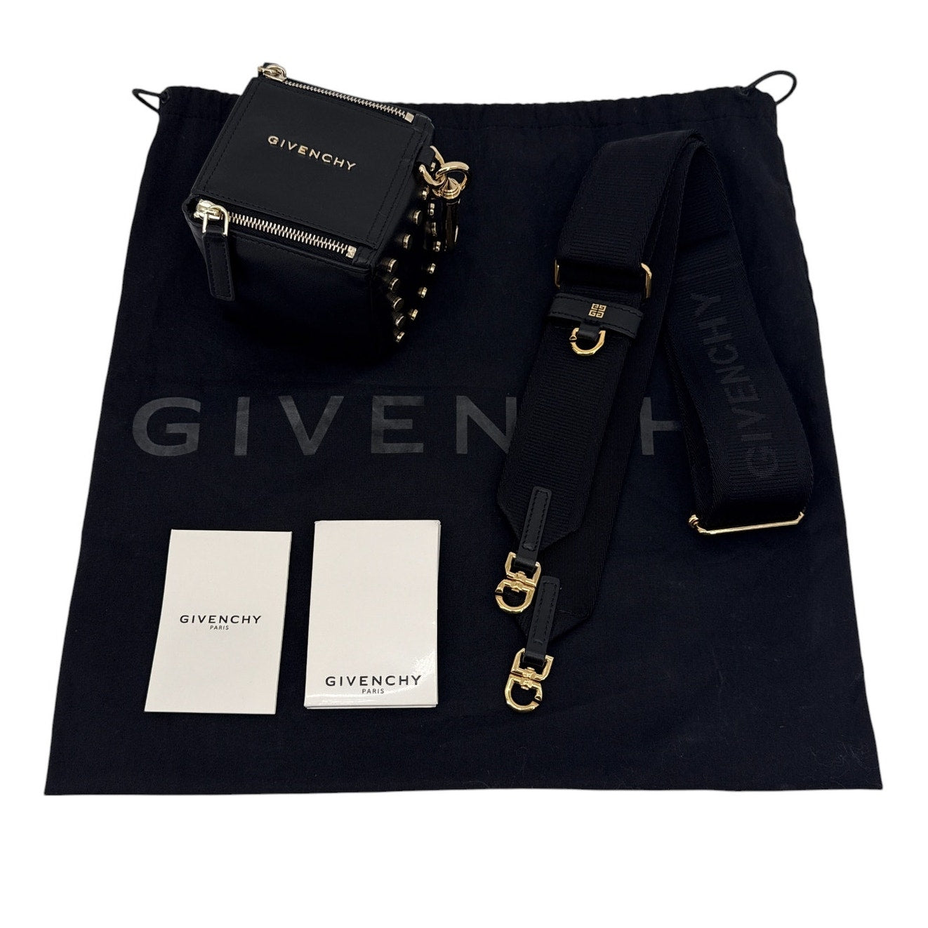 GIVENCHY Mini Pandora Cube Leather Pouch Bag with Crossbody Webbing Strap