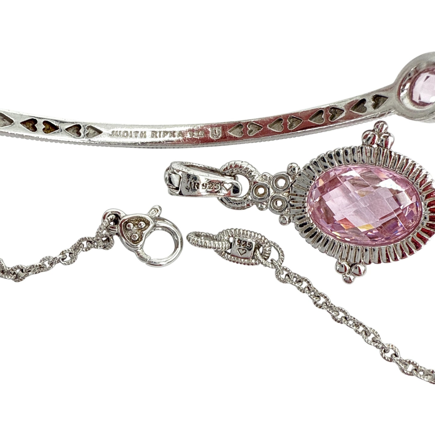 JUDITH RIPKA SS Pendant Necklace & Crystal Station Bracelet