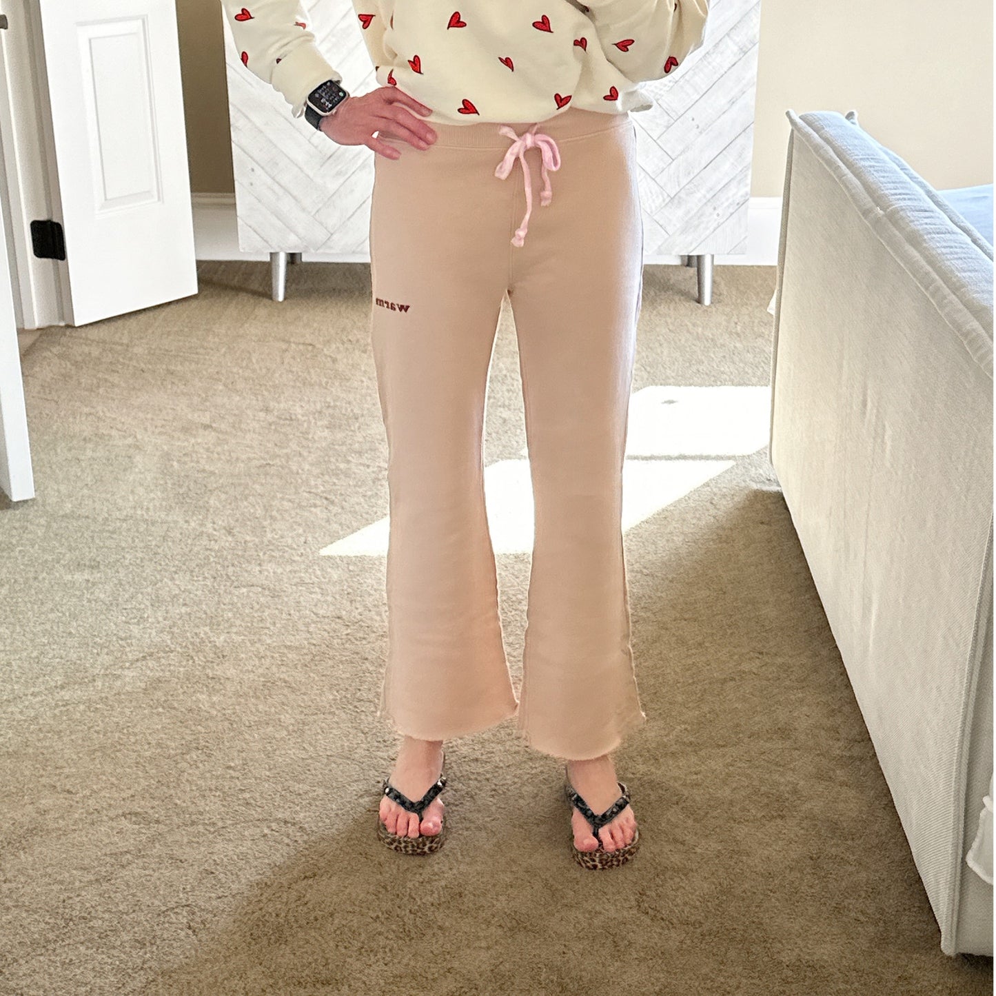 WARM FUN Half Undone Sweatpants in Tan XS