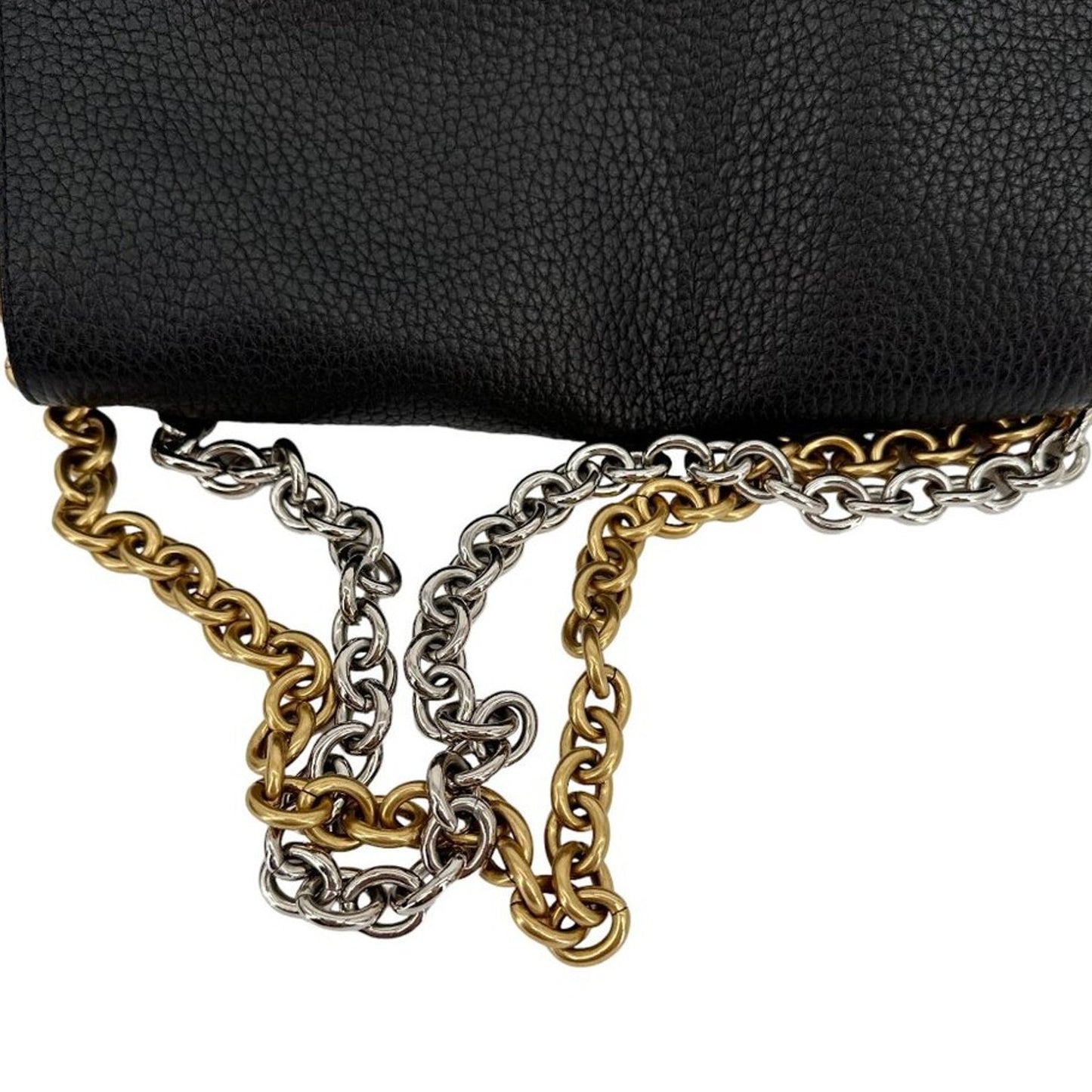 PROENZA SCHOULER PS Courier Two-Tone Chain Bag in Black Pebbled Leather