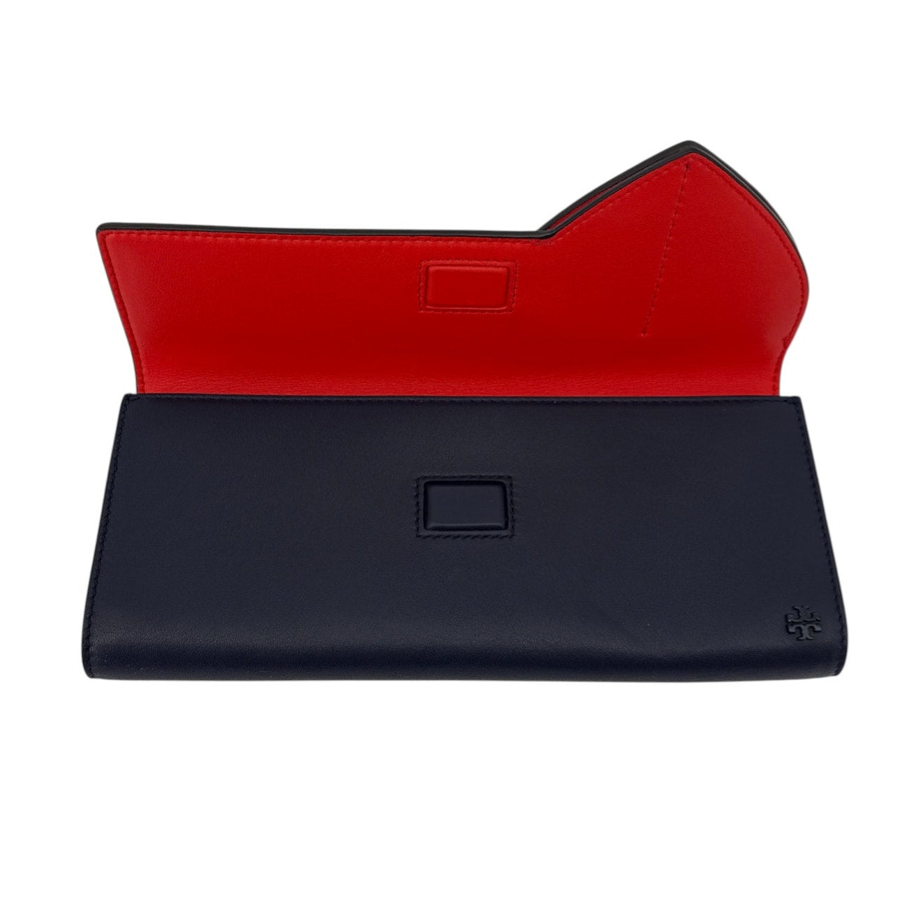 TORY BURCH Leather Heart Clutch in Tory Navy