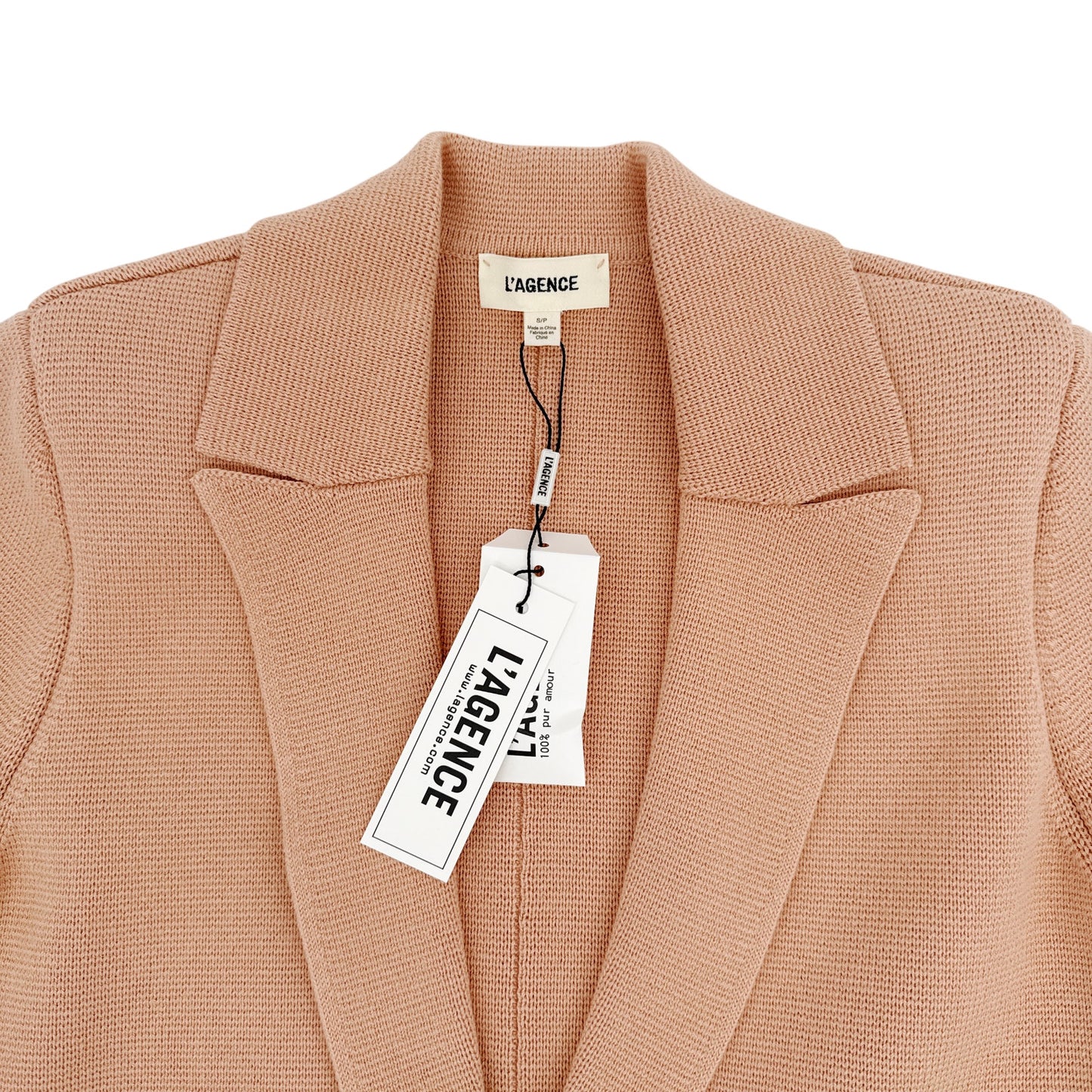 L'AGENCE Sofia Knit Blazer in Dusty Pink S