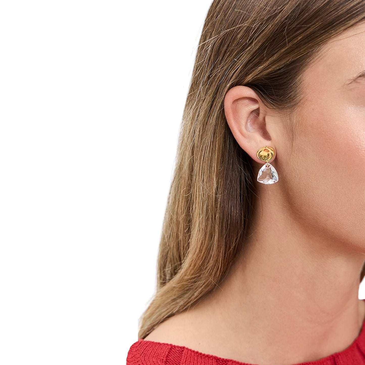 CHAN LUU Emmanuelle Drop Earrings Crystal & Gold