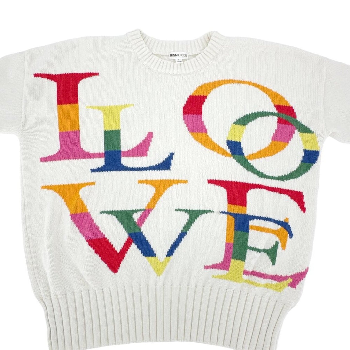 MINNIE ROSE Multi Color LOVE Crew Neck Sweater S