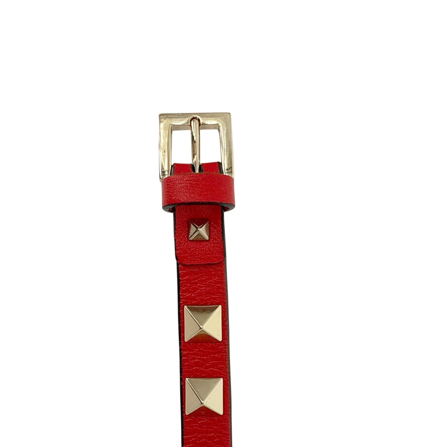 VALENTINO GARAVINO Rockstud Leather Bracelet in Red