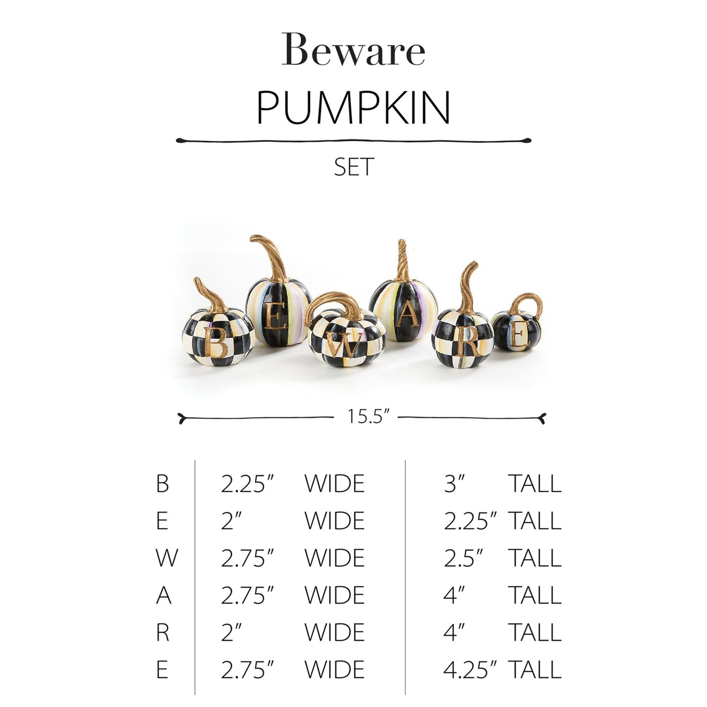 MACKENZIE-CHILDS "BEWARE" Pumpkin Set