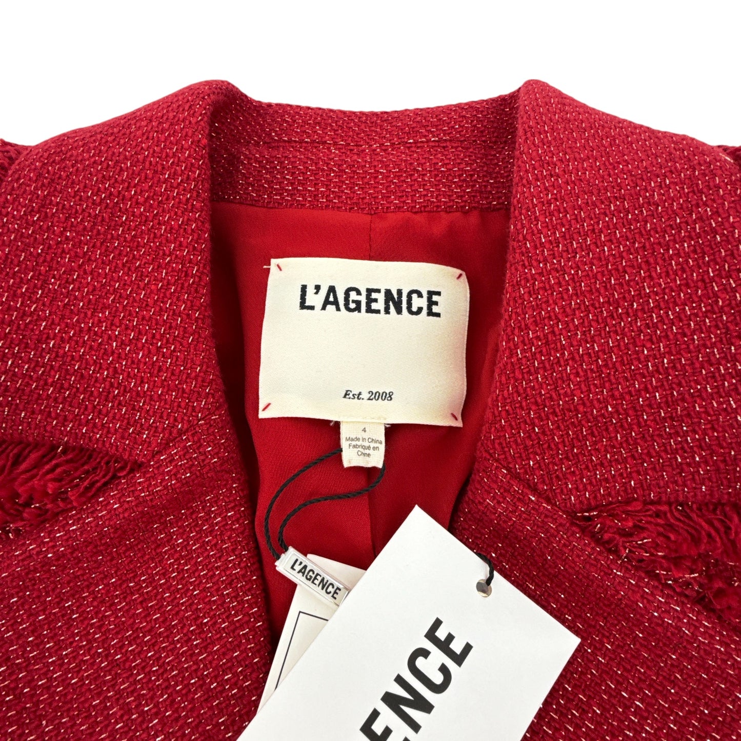 L'AGENCE Sylvia Collared Jacket in Garnet Red & Copper 4