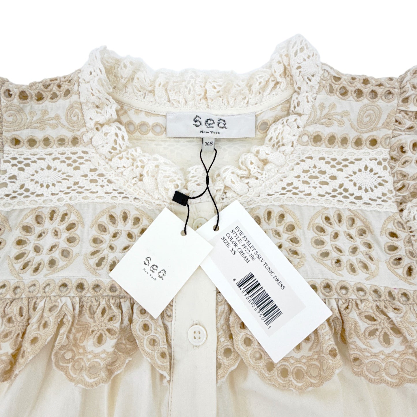 SEA NEW YORK Evie Eyelet Tunic Dress in Cream XS