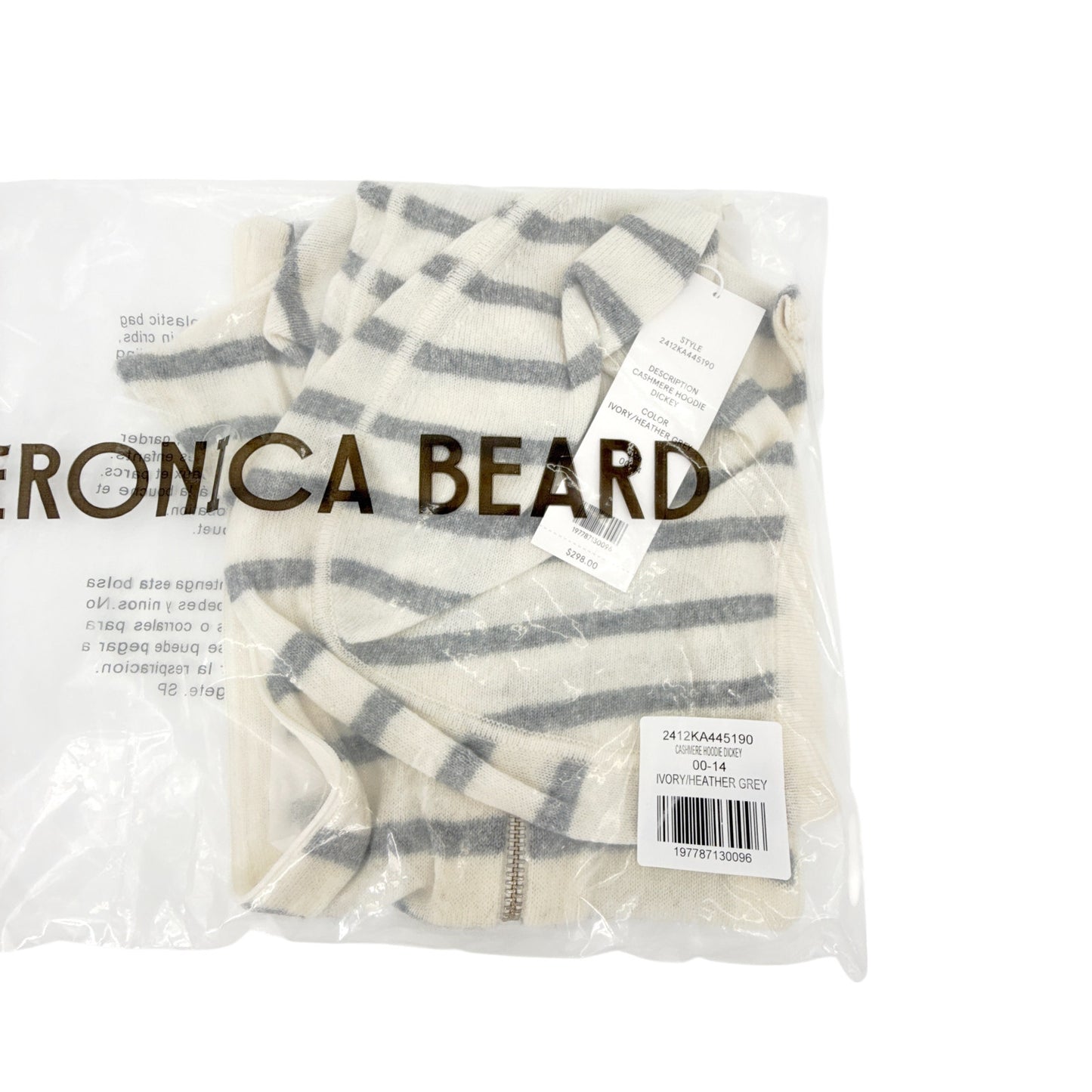 VERONICA BEARD Cashmere Hoodie Dickey in Ivory & Heather Grey