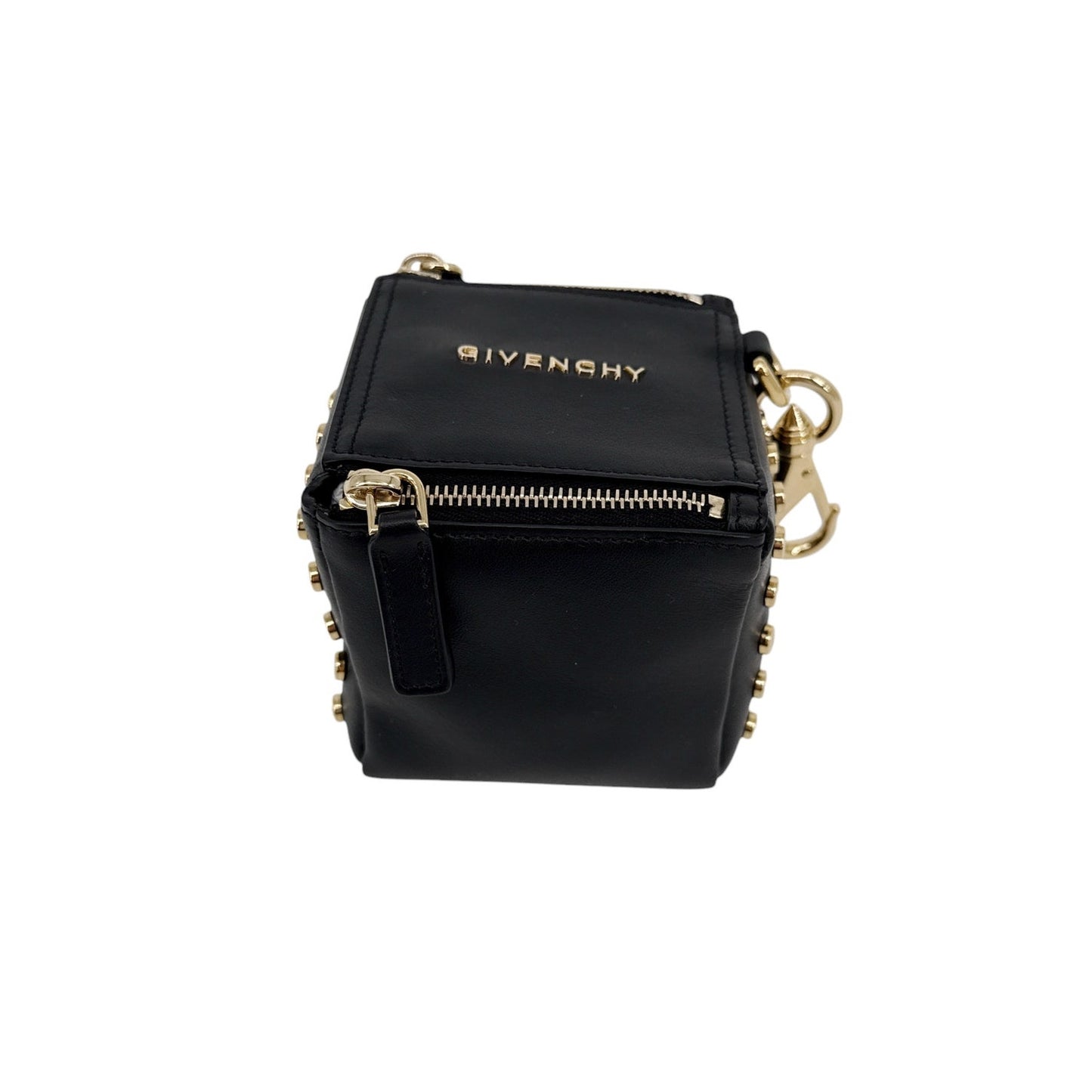 GIVENCHY Pandora Cube Pouch Leather Bag & Strap in Webbing in Black