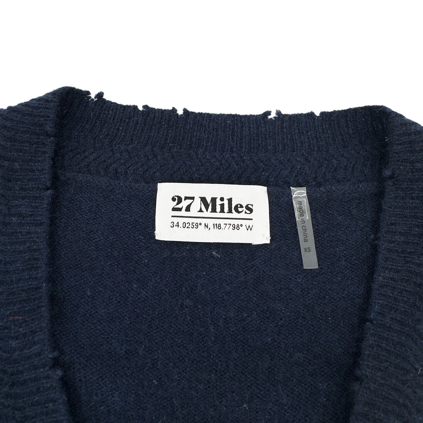 27 MILES Cashmere V-Neck Sweater Navy XS