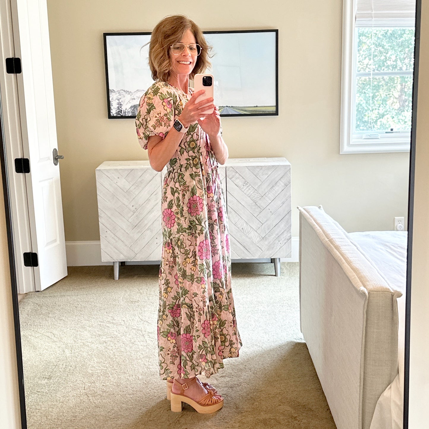 BANJANAN Cotton Poppy Dress in Freyja Flower Lilac Sachet XS