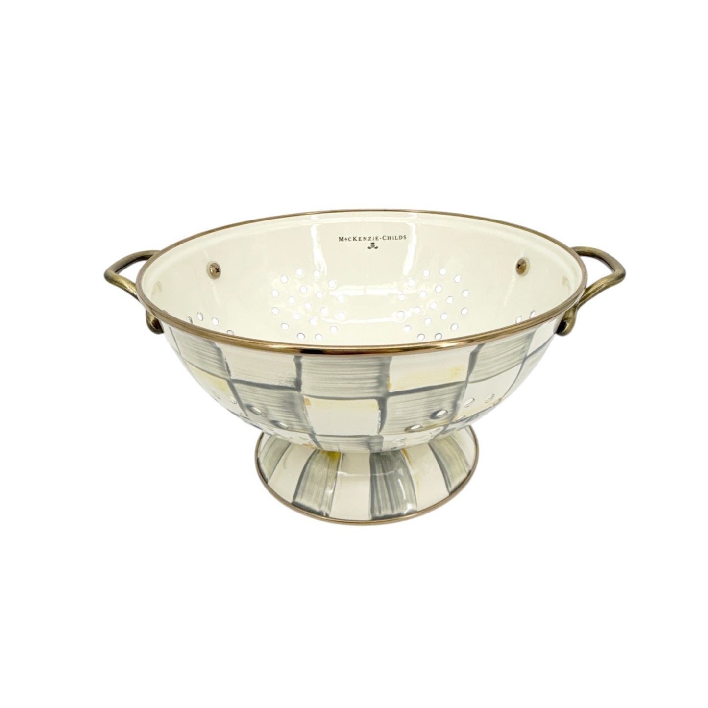 MACKENZIE-CHILDS Sterling Check Colander Large