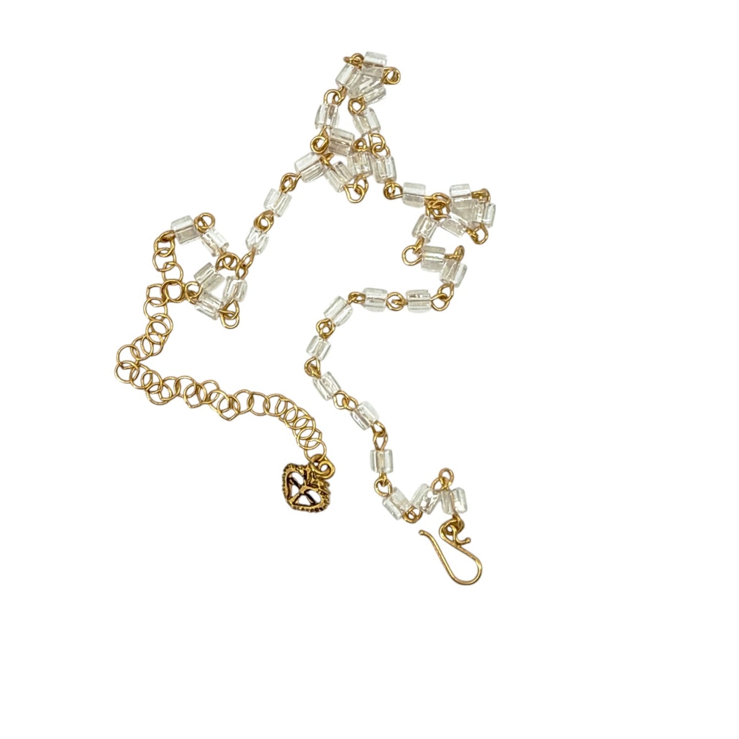VIRGINS SAINTS & ANGELS VSA Sweetheart Crystal Choker Gold & Clear Square Beads