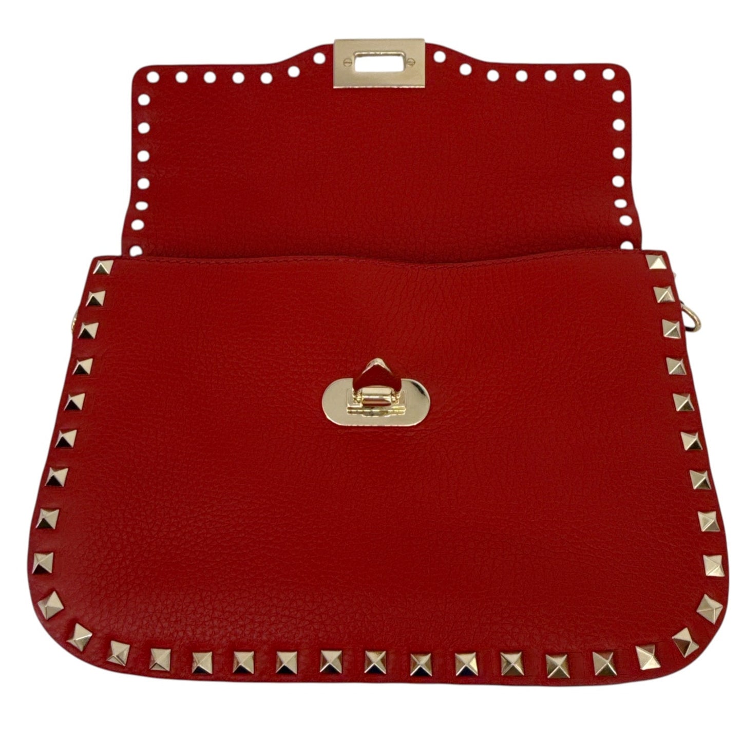 VALENTINO GARAVANI Rockstud Flip Lock Flap Bag Leather in Red
