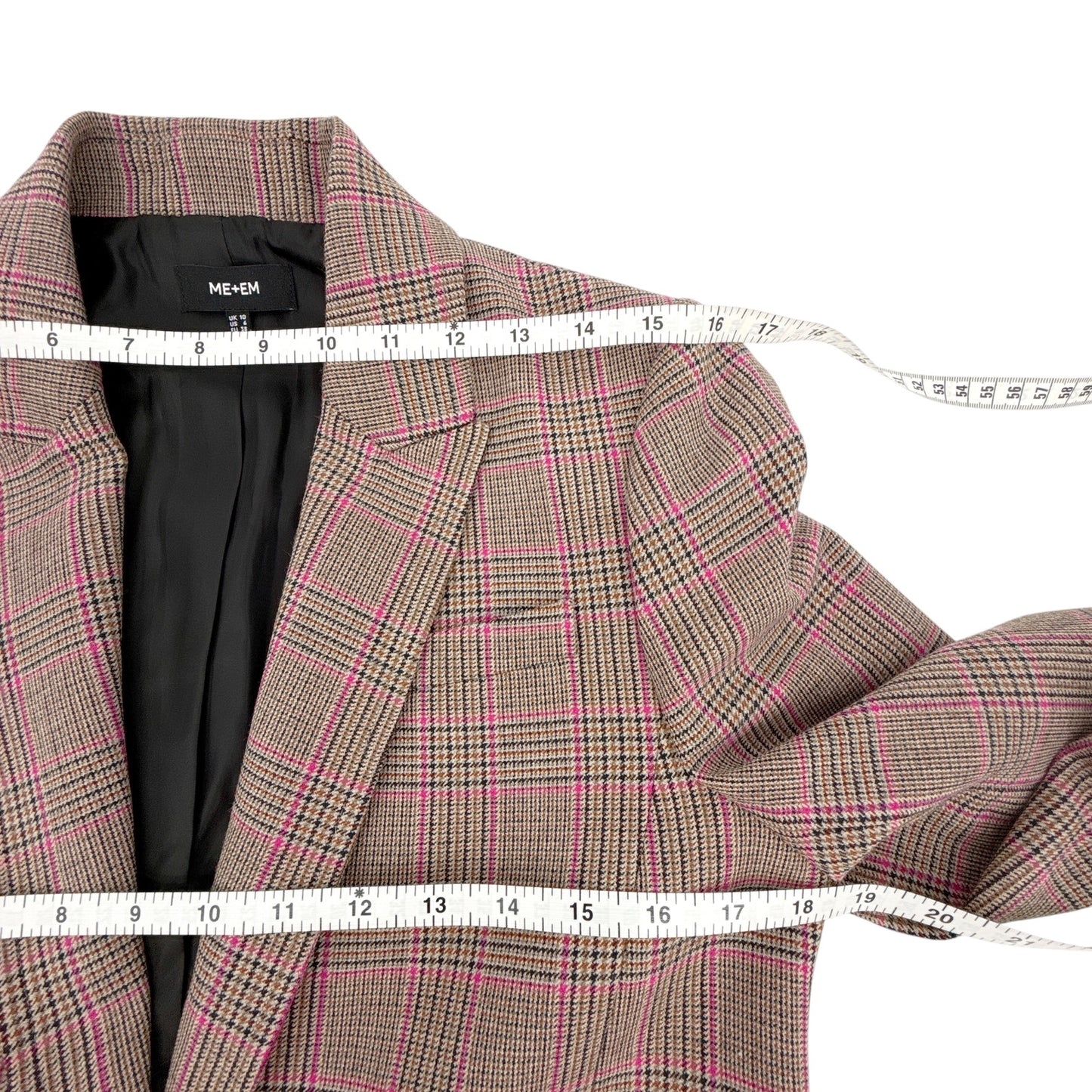 ME+EM Pop Check Boyfriend Jacket Pink/Black/Rust US6|S