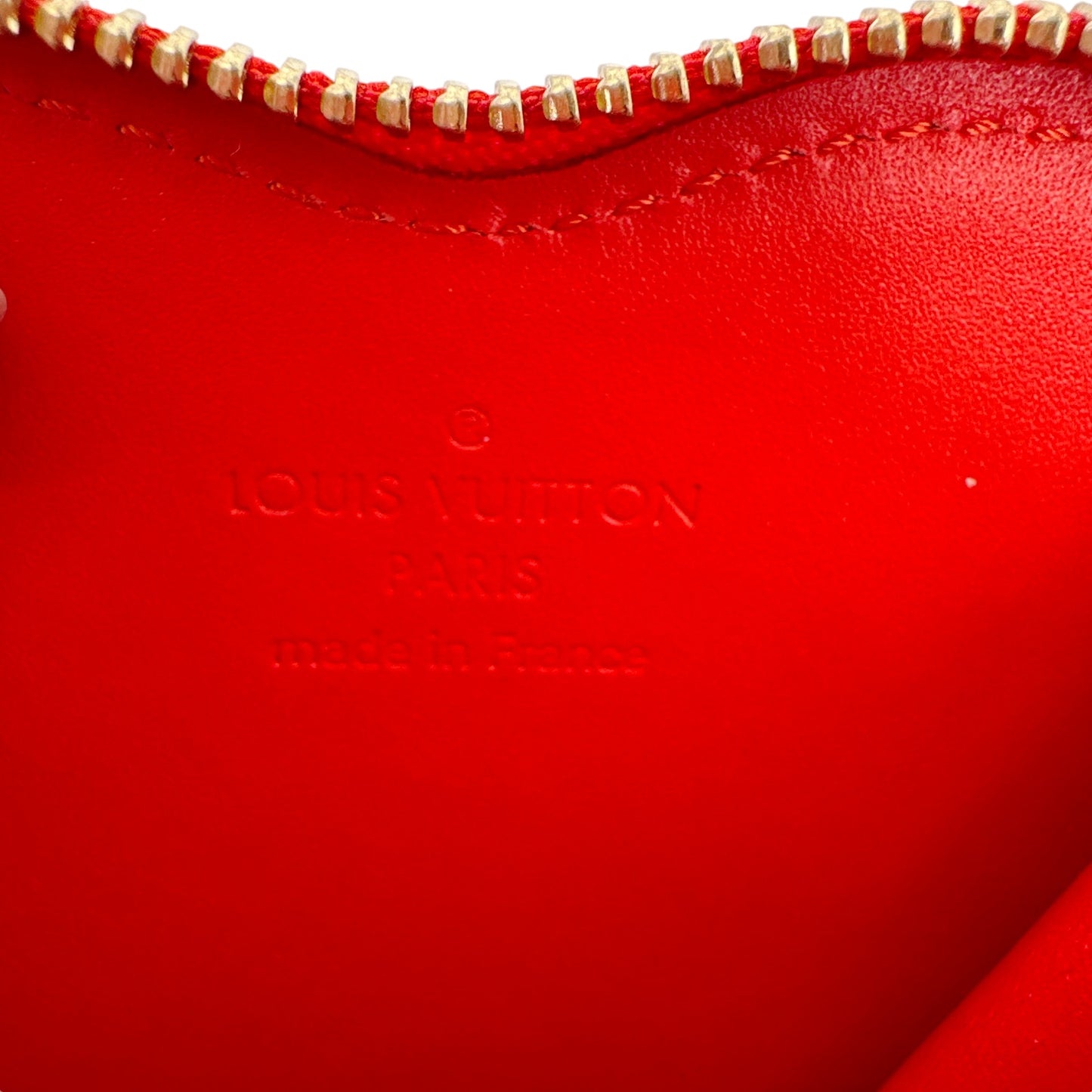 LOUIS VUITTON Vernis Heart Coin Purse Orange Sunset