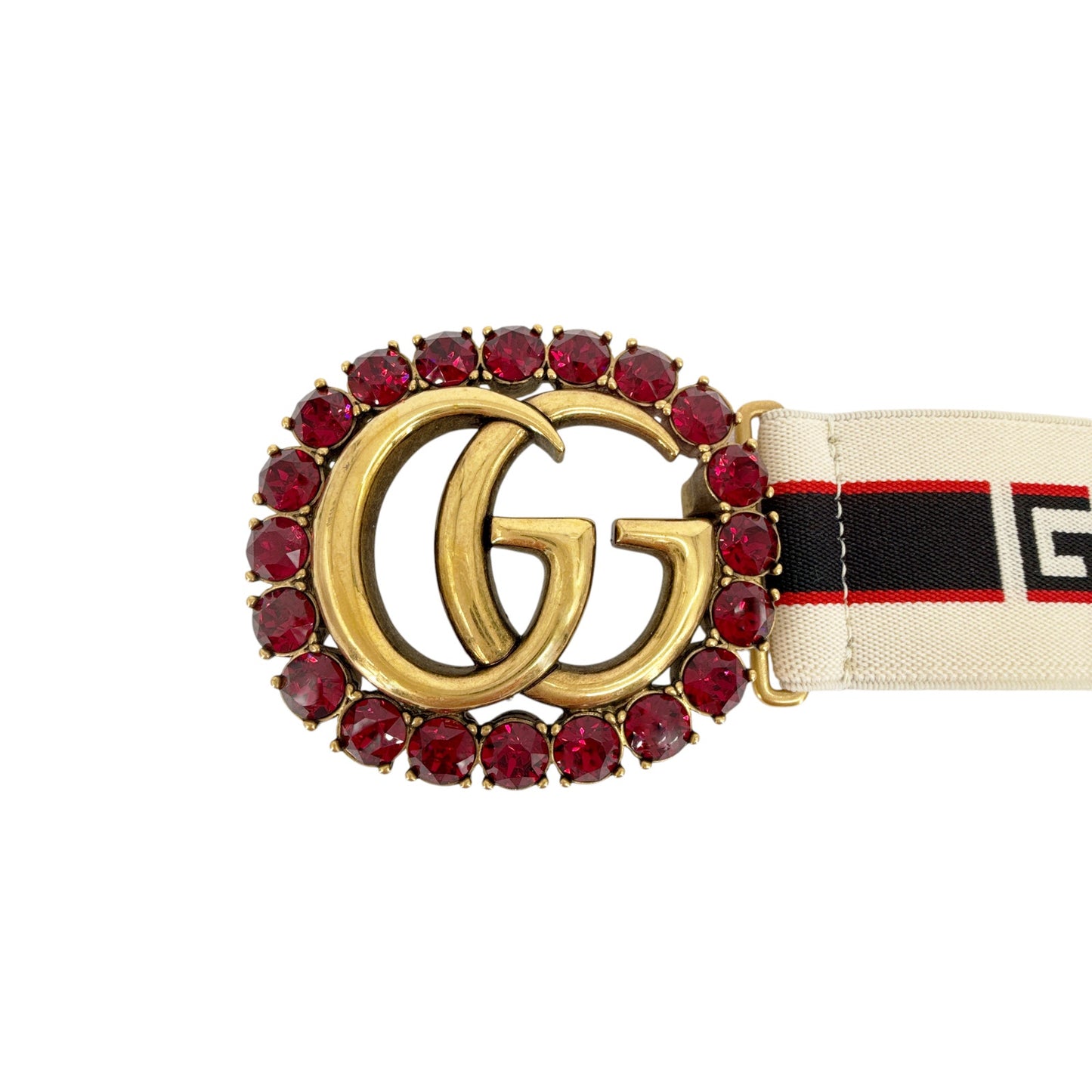 GUCCI Jacquard Crystal Stripe Double G Belt 80cm|32in