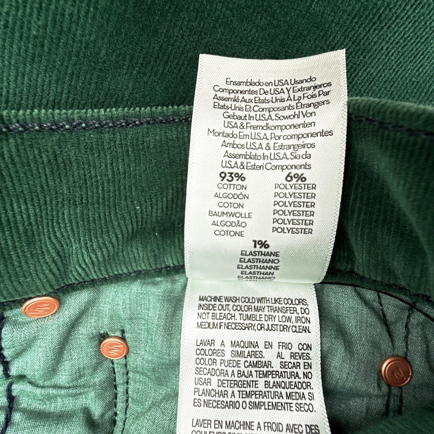 MOTHER The Ditcher Roller Zip Sneak Cord in Dark Green 24