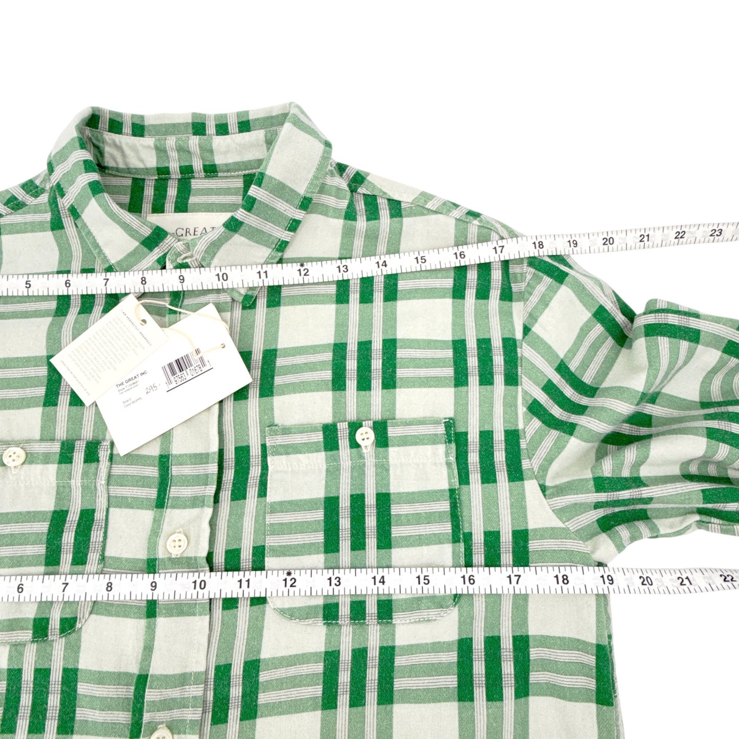 THE GREAT. The Harbor Shirt in Bright Green Pioneer Plaid 0|XS
