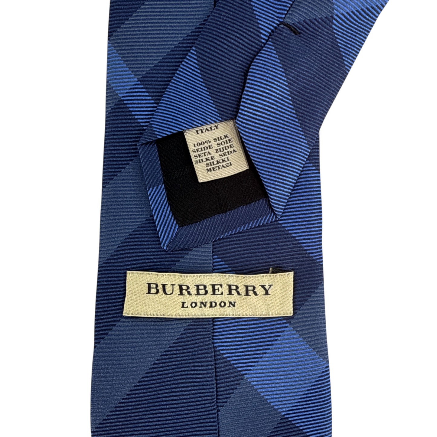 BURBERRY Manston Exploded Check Silk Tie in Dark Blue