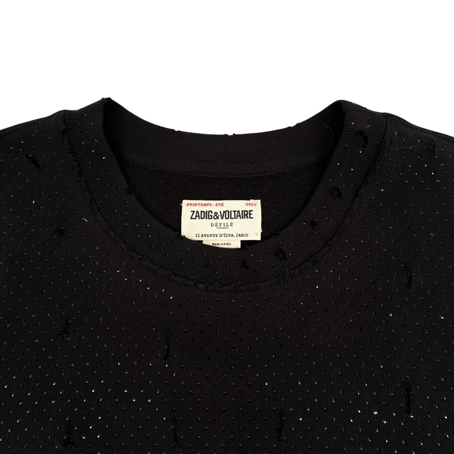 ZADIG & VOLTAIRE Edmond MO Destroy Strass Rhinestone T-Shirt XS/S