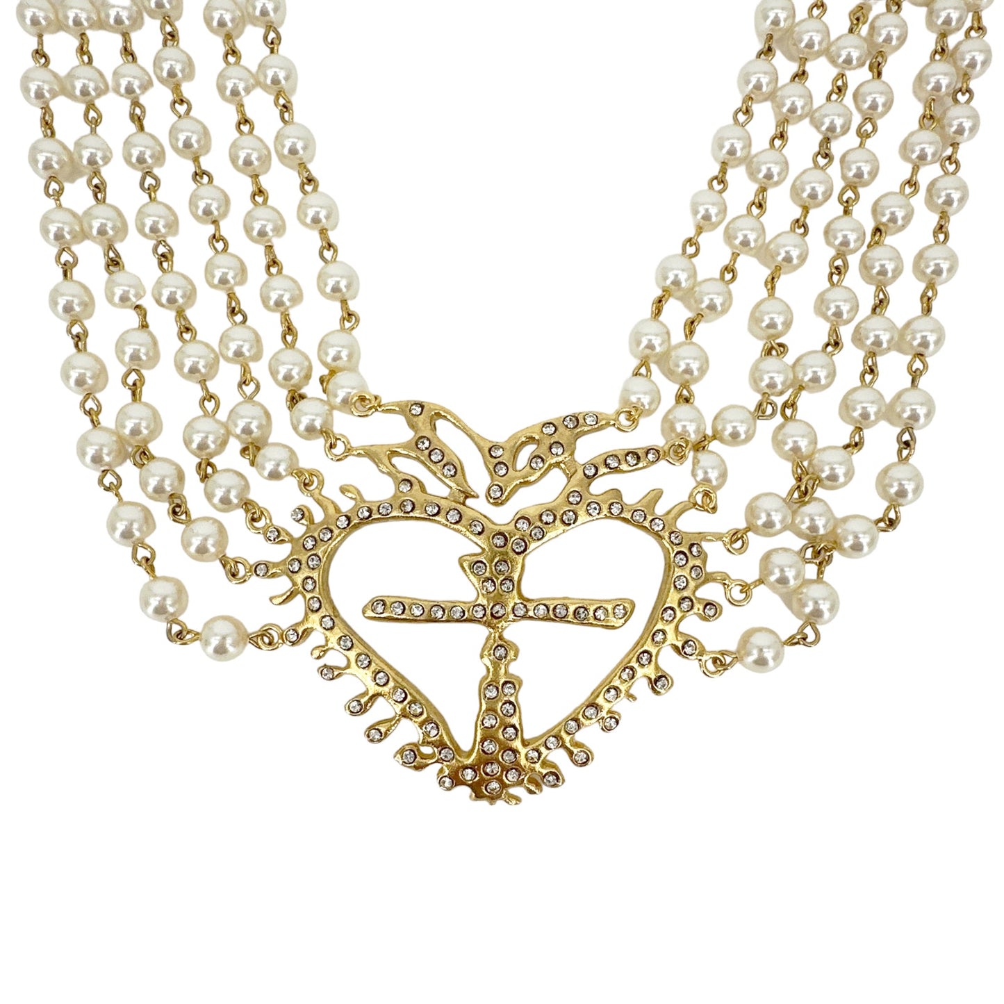 VIRGINS SAINTS & ANGELS VSA La Queen Collar in Cream Pearl & Gold