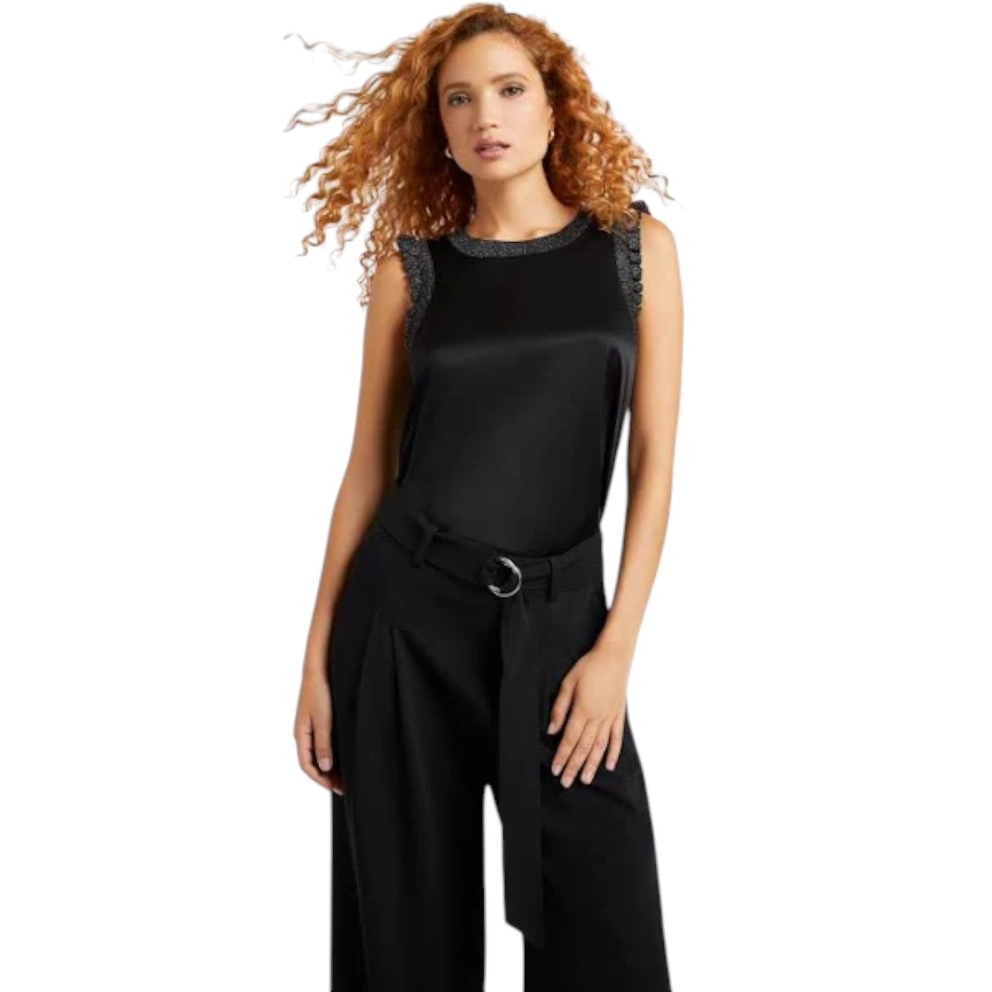 CINQ a SEPT Lurex Lenore Top in Black & Silver M