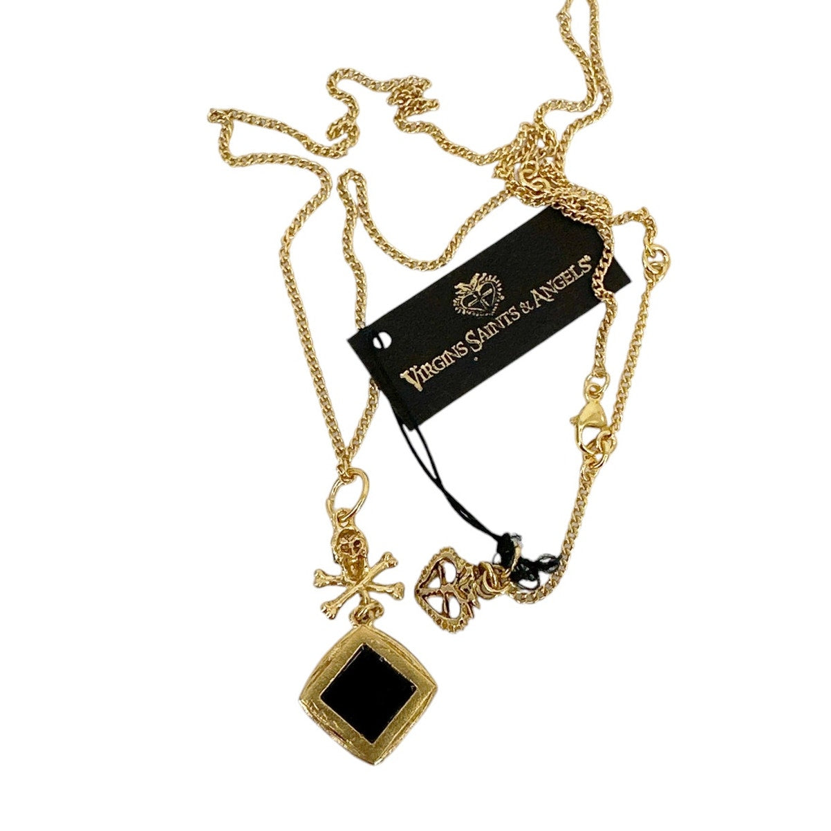VIRGINS SAINTS & ANGELS VSA Skull Treasure Charm Necklace in Gold