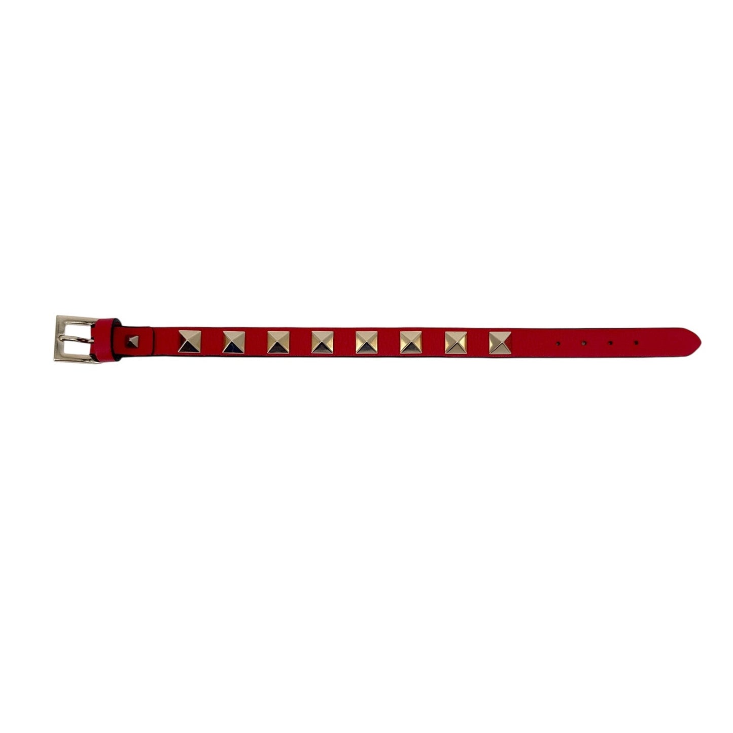 VALENTINO GARAVINO Rockstud Leather Bracelet in Red