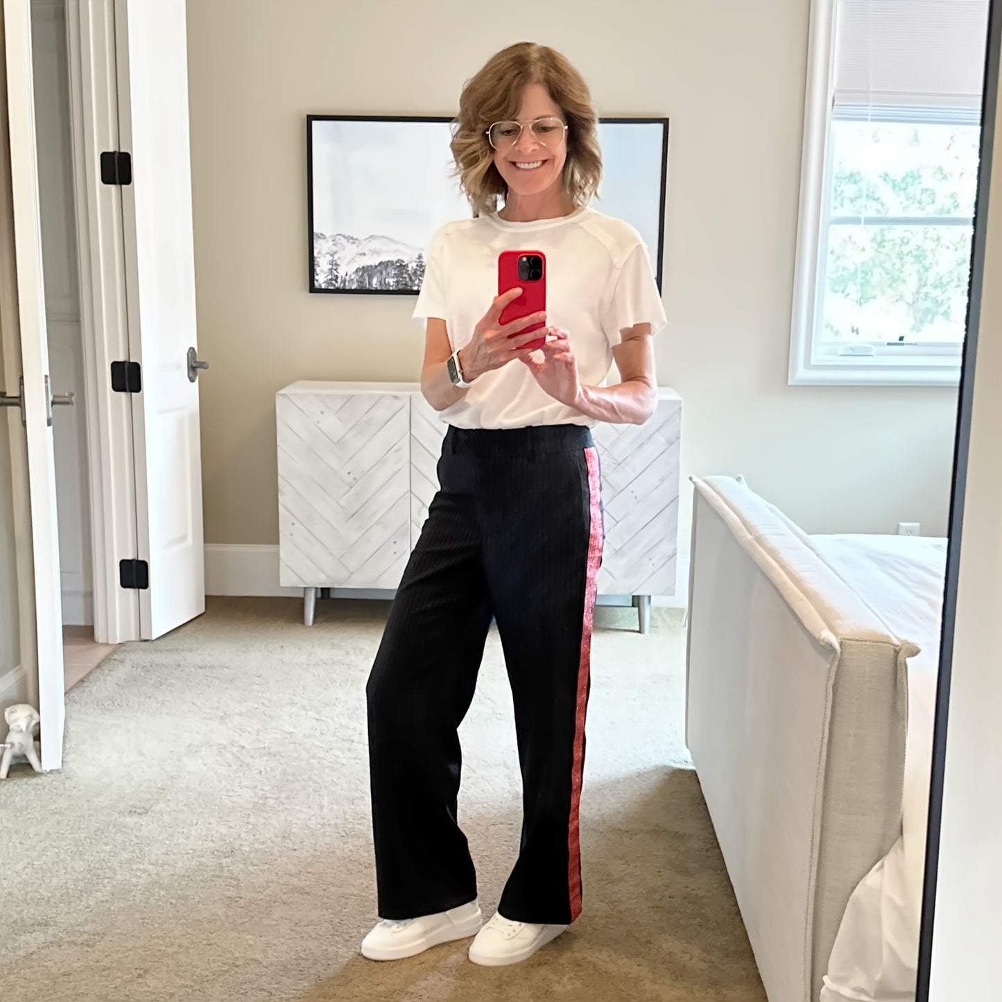 MIRA MIKATI Glitter Pinstripe Wide Leg Trousers 2