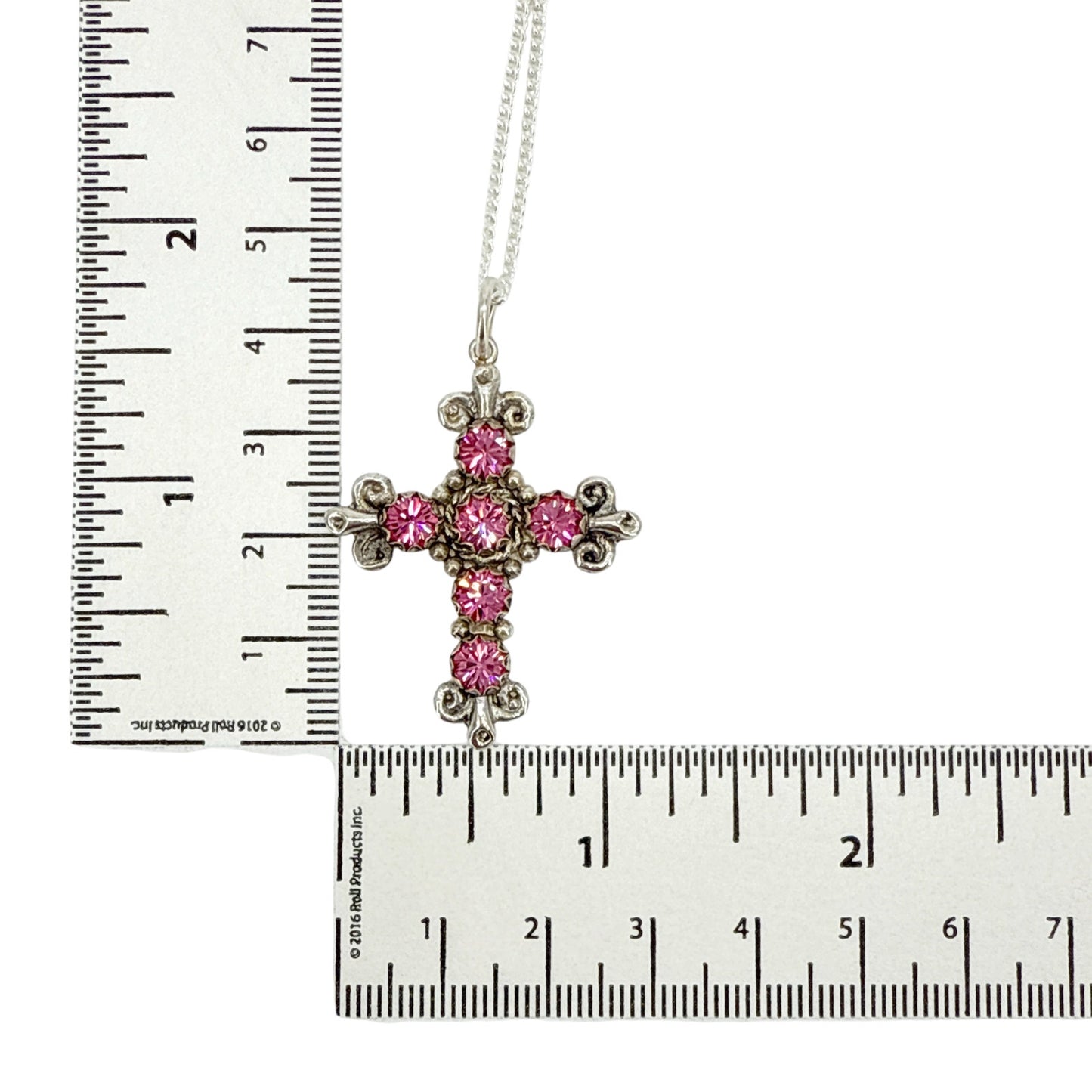 VIRGINS SAINTS & ANGELS VSA Addie Charm Necklace Silver & Pink