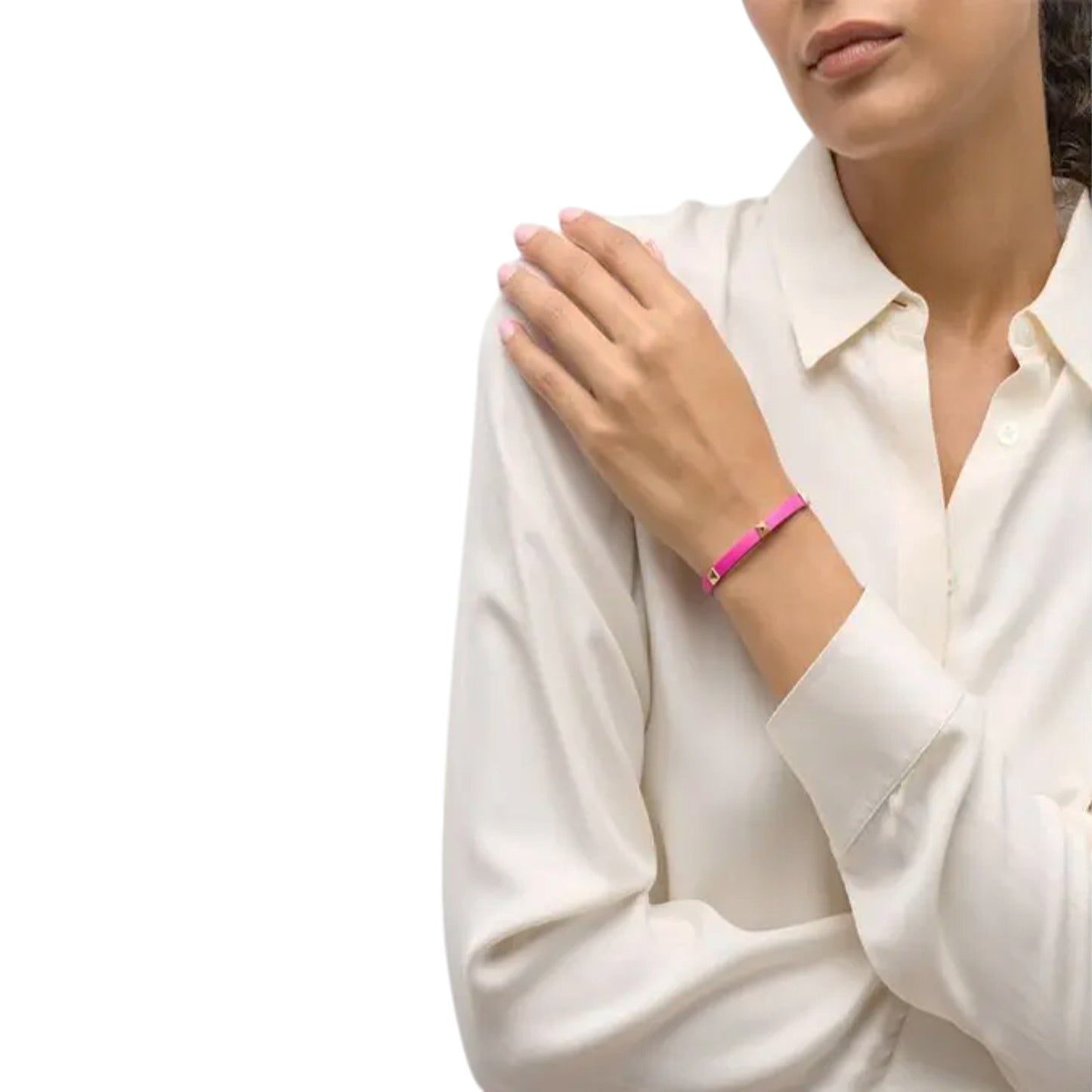 VALENTINO GARAVINO Rockstud Leather Bracelet in Pink