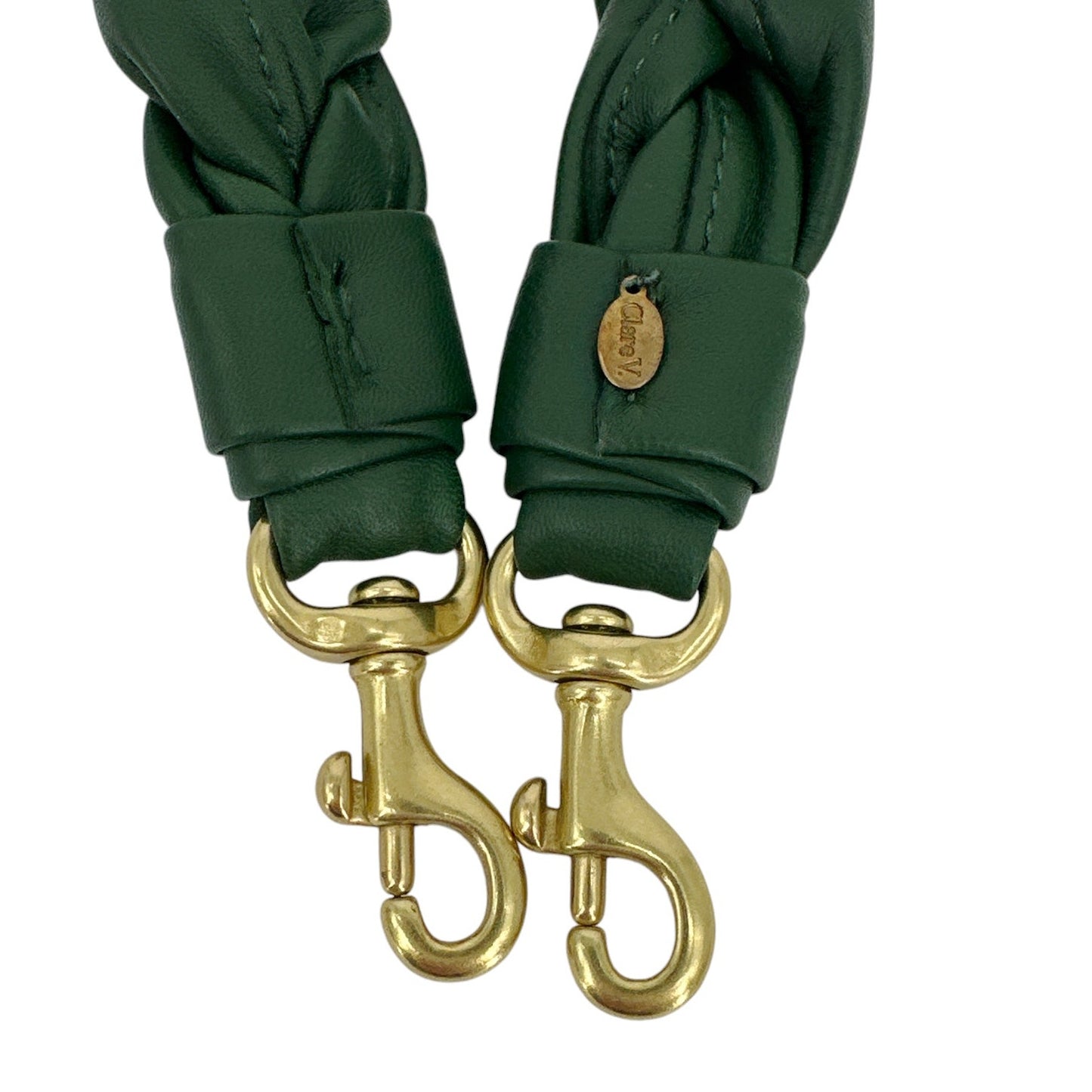 CLARE V. Braided Nappa Shoulder Strap in Evergreen Nappa