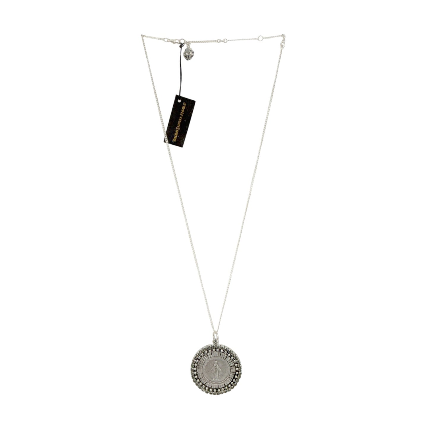 VIRGINS SAINTS & ANGELS VSA Disco Virgin Charm Necklace Silver & Black Diamond