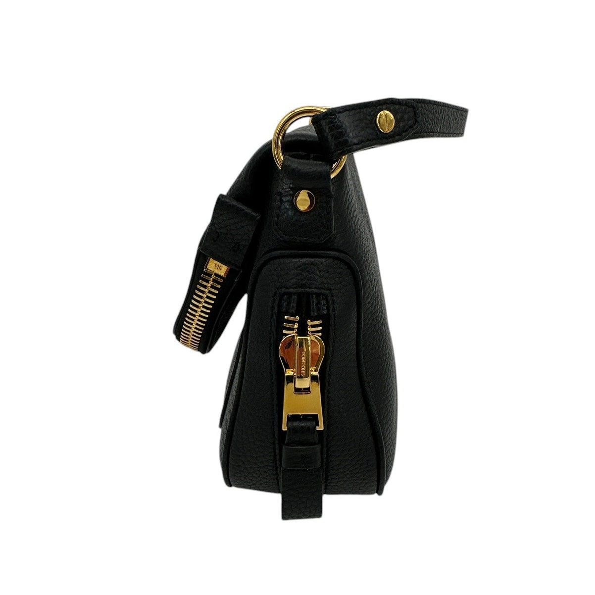 TOM FORD Jennifer Medium Double Strap Bag in Black Grained Leather