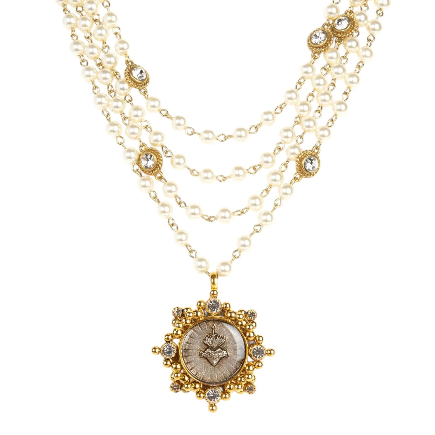VIRGINS SAINTS & ANGELS VSA Magdalena Pearl with Cloister Sacred Heart Medallion