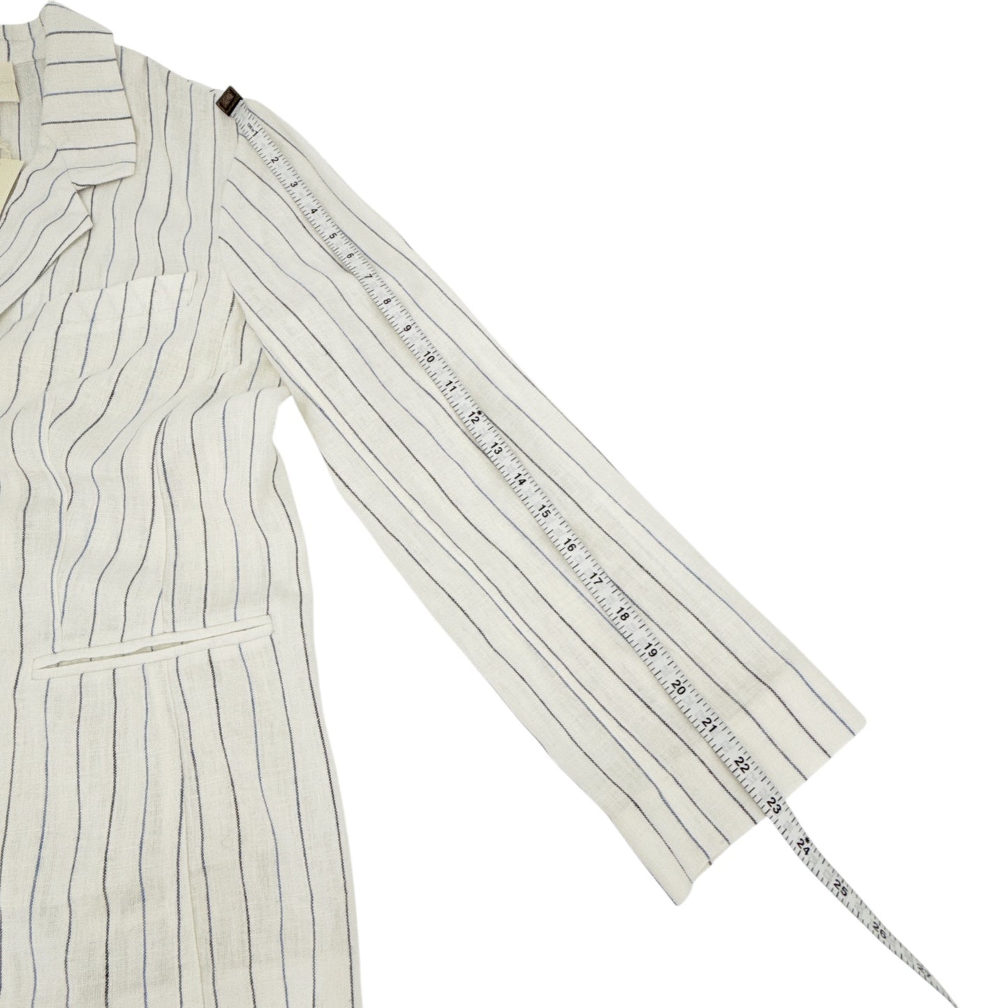 THE GREAT. The Relaxed Blazer in Cream Pinstripes 1|S
