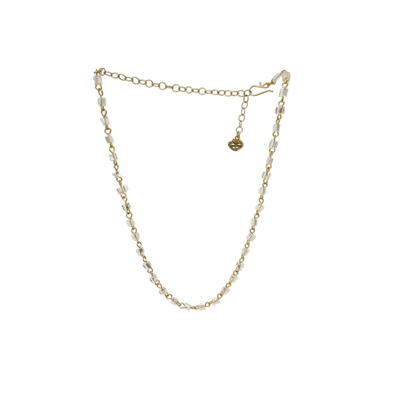 VIRGINS SAINTS & ANGELS VSA Sweetheart Crystal Choker Gold & Clear Square Beads