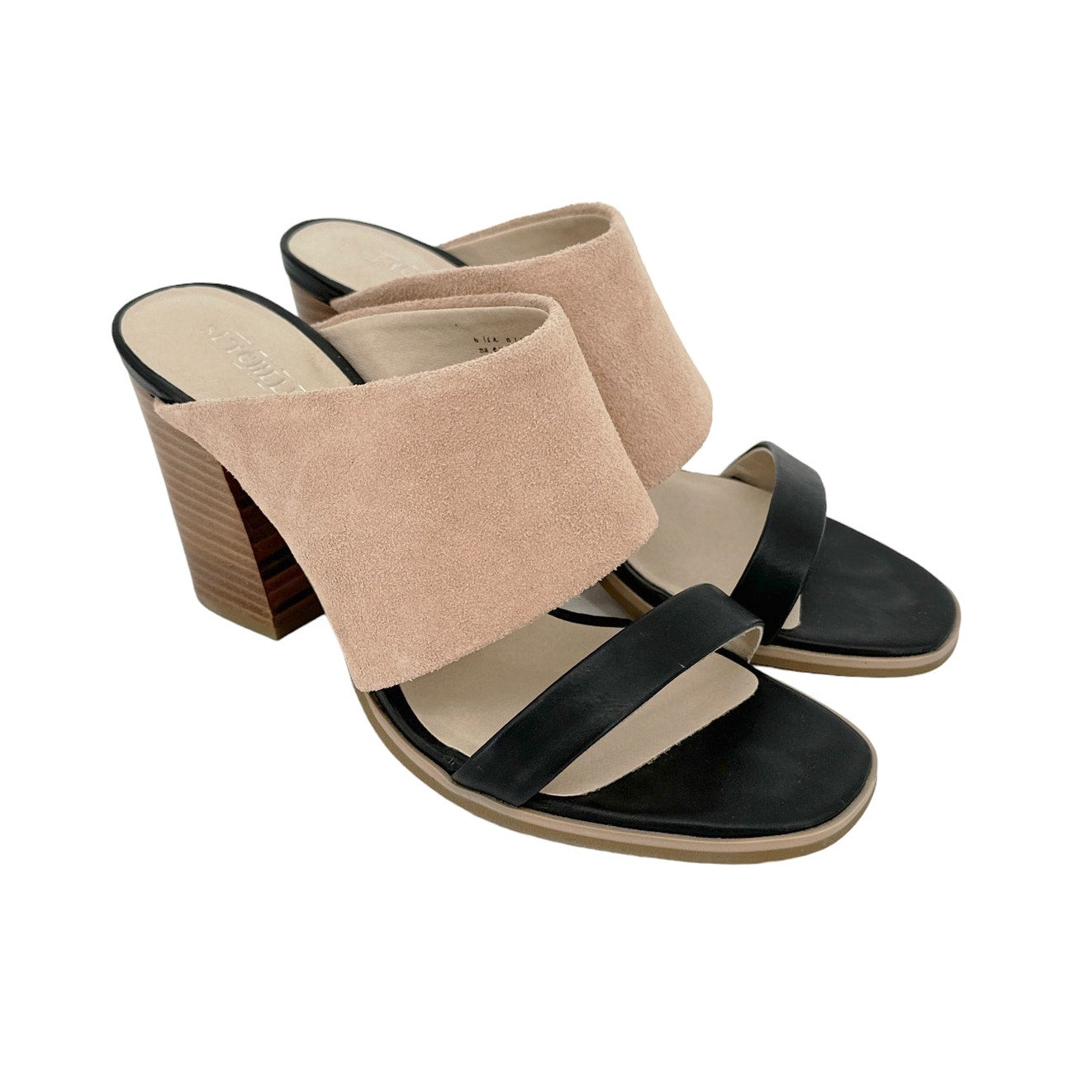 SEYCHELLES Lyra Black and Nude Leather Mules 6.5