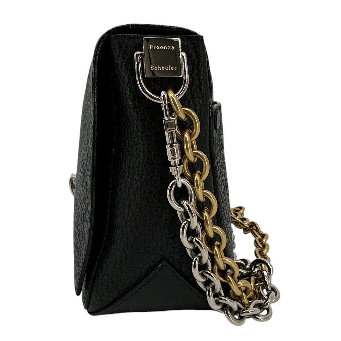 PROENZA SCHOULER PS Courier Two-Tone Chain Bag in Black Pebbled Leather