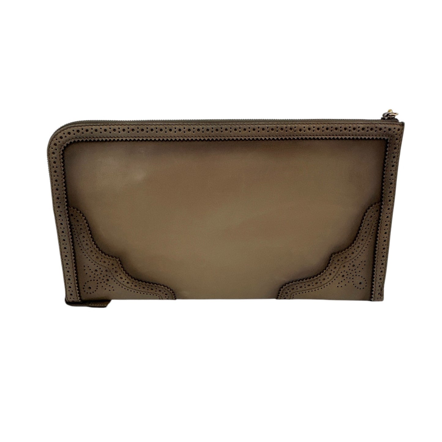 GUCCI Duilio Brogue Zip Around Leather Clutch Bag
