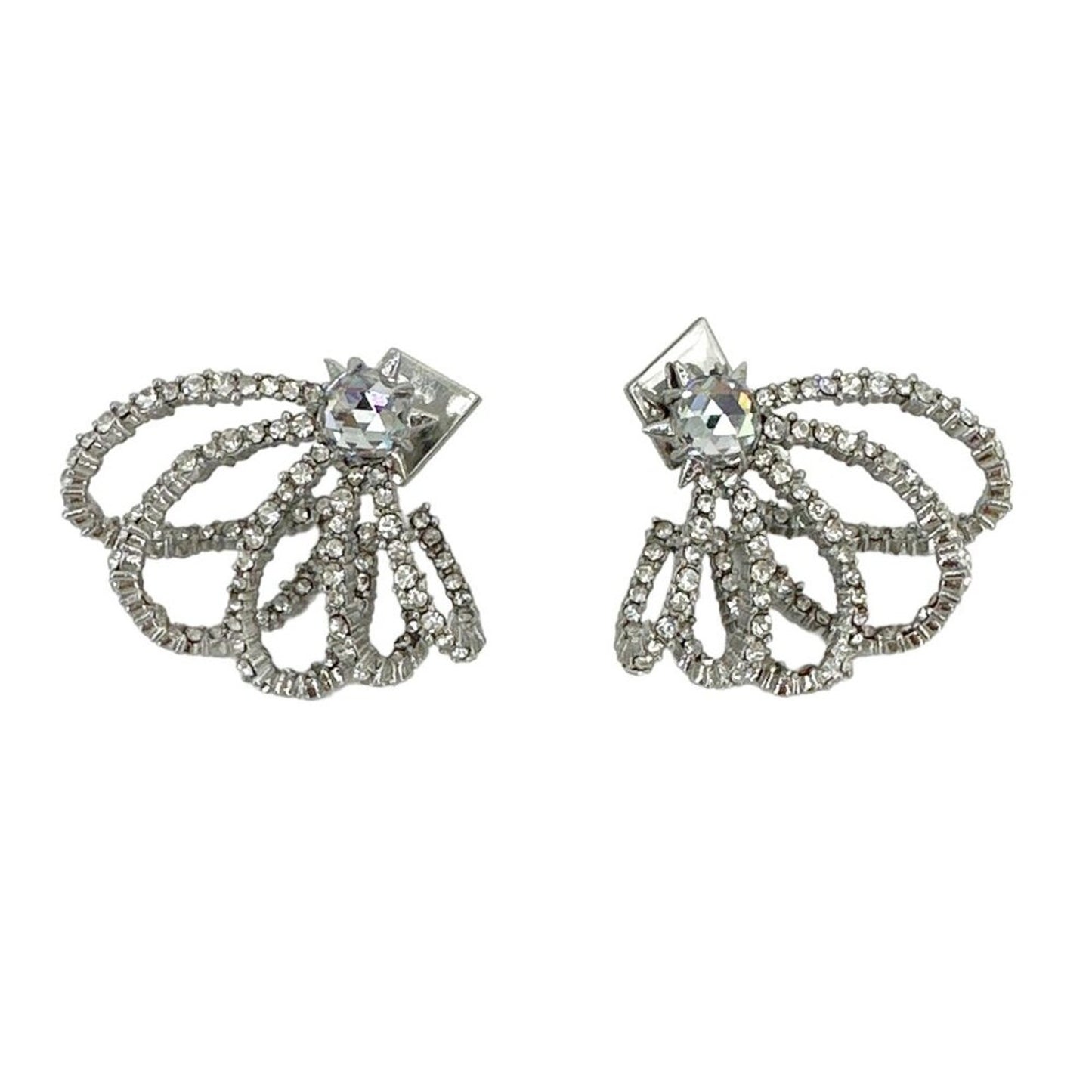 ALEXIS BITTAR Crystal Lace Orbit Stud Earrings in Silver