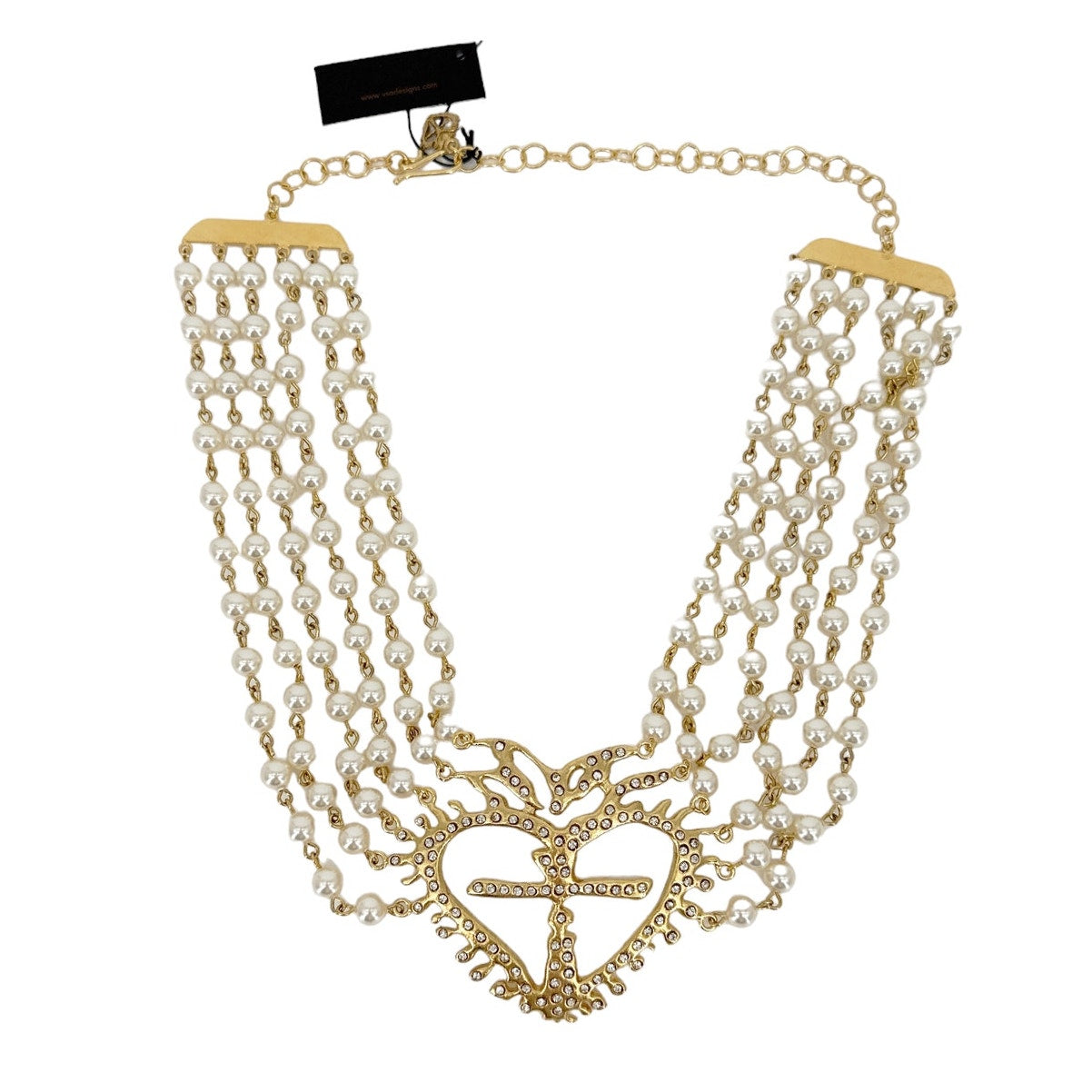 VIRGINS SAINTS & ANGELS VSA La Queen Collar in Cream Pearl & Gold