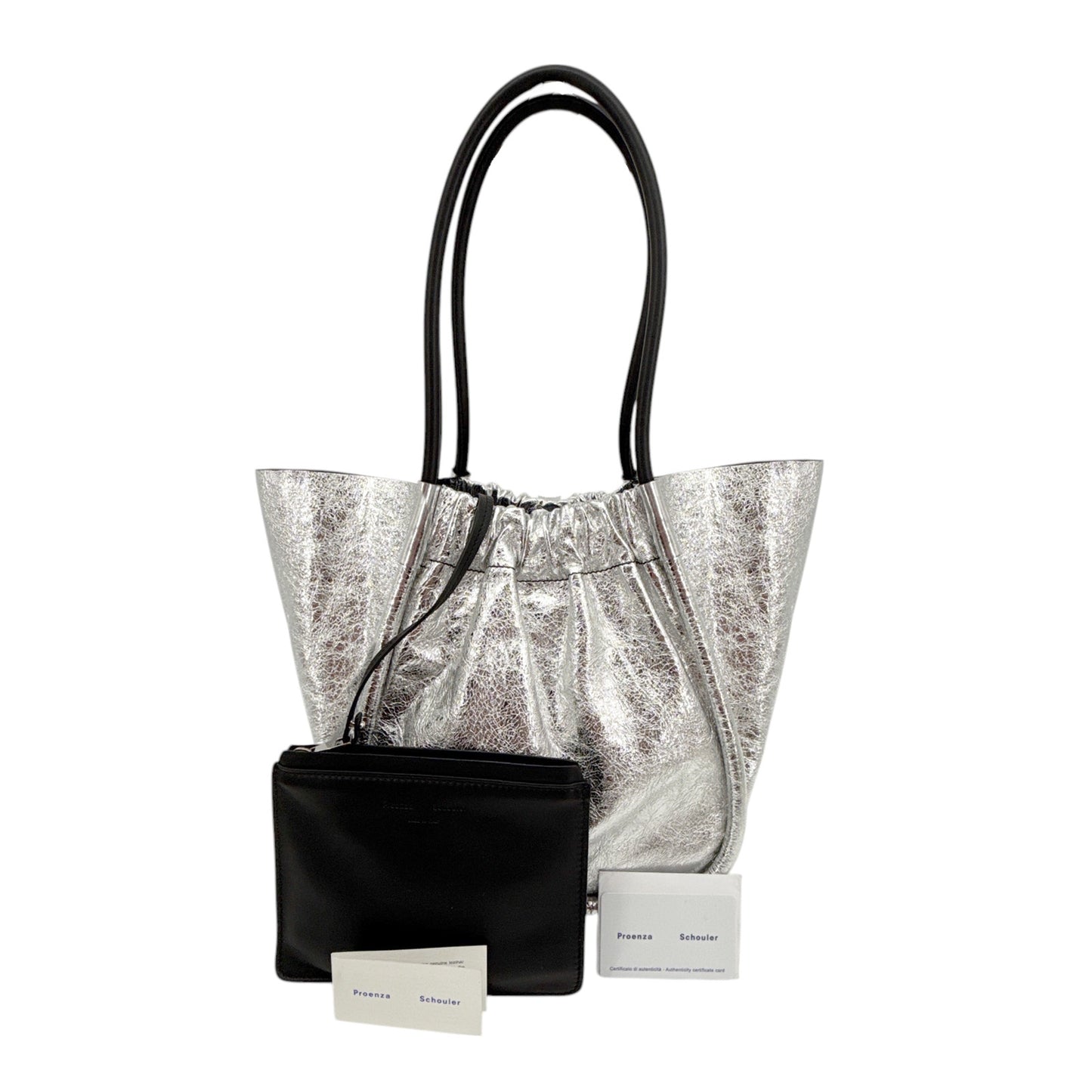 PROENZA SCHOULER Large Ruched Tote in Metallic Crinkled Leather